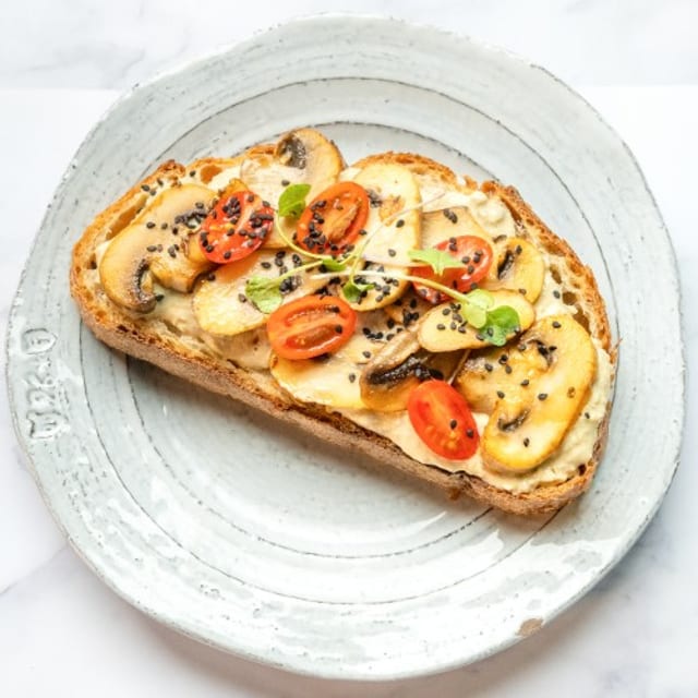 Vegan Warm Mushroom Toast.