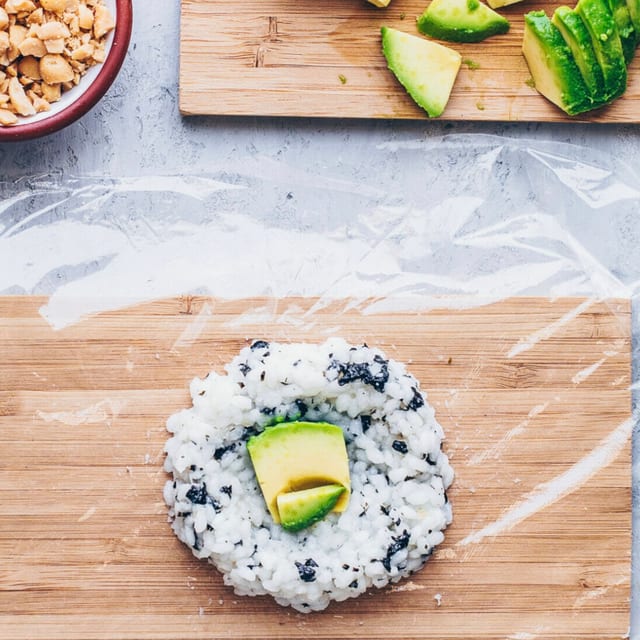Avocado Onigiri (vegan).